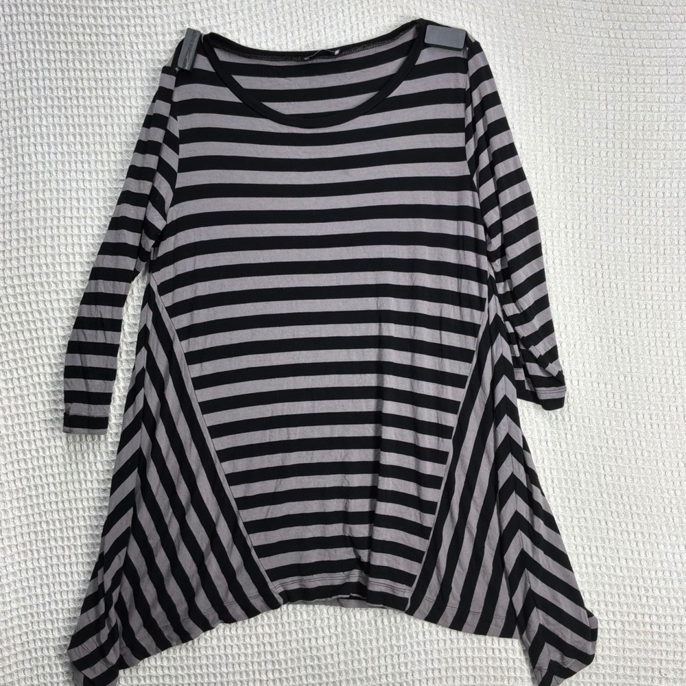 Goth Womens Mountain Mamas Maternity Tunic SM/MED Black Grey Striped Top